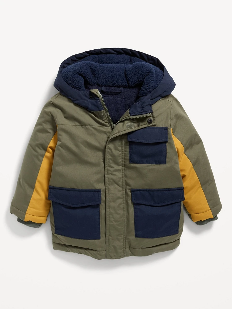 Water-Resistant Color-Block Snow Jacket for Toddler Boys