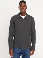 Quarter-Zip Waffle Polo Sweater