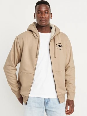 Sherpa-Lined Logo Zip Jacket