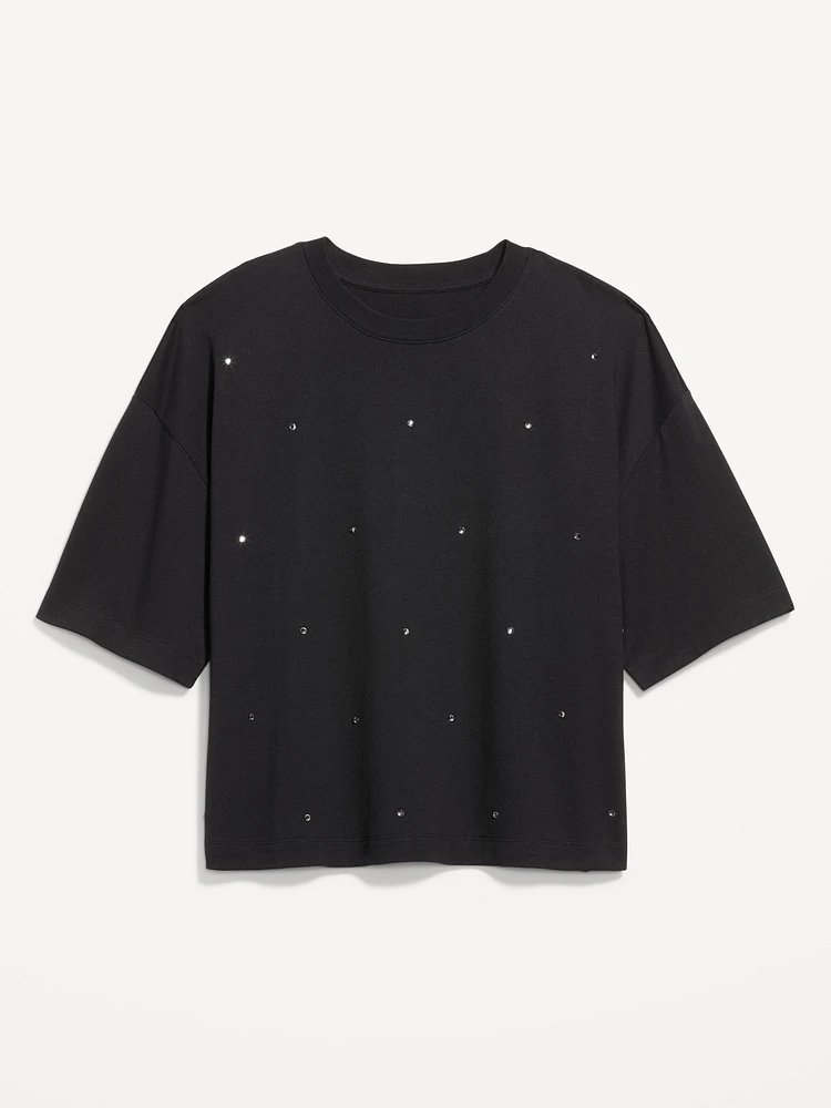 Oversized Crew-Neck Embellished T-Shirt