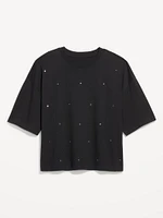 Oversized Crew-Neck Embellished T-Shirt