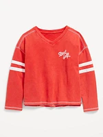 Loose Long-Sleeve Graphic Top for Girls