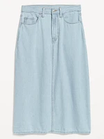 High-Waisted Wow Jean Midi Skirt