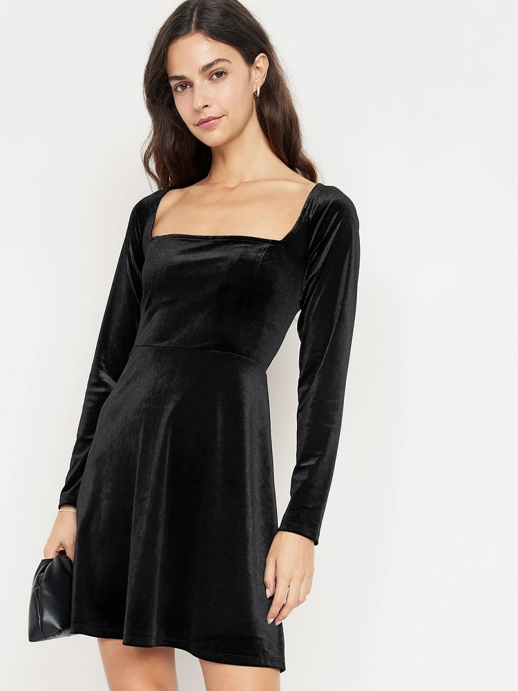 Fit & Flare Velvet Mini Dress