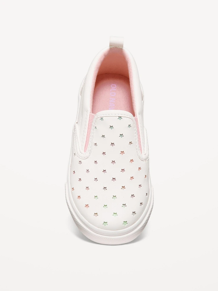 Faux-Leather Slip-On Sneakers for Toddler Girls