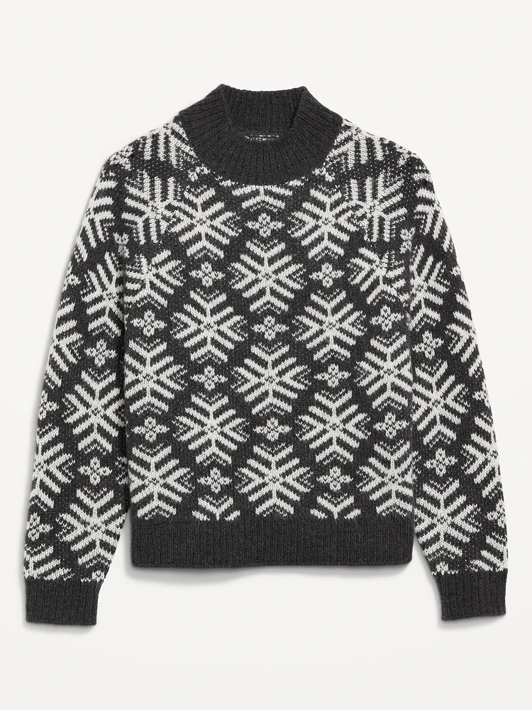 Holiday Print Mock-Neck Sweater