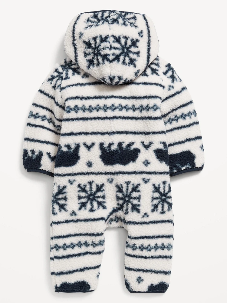 Printed Sherpa Hooded One-Piece for Baby