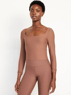 PowerSoft Long-Sleeve Crop Support Top