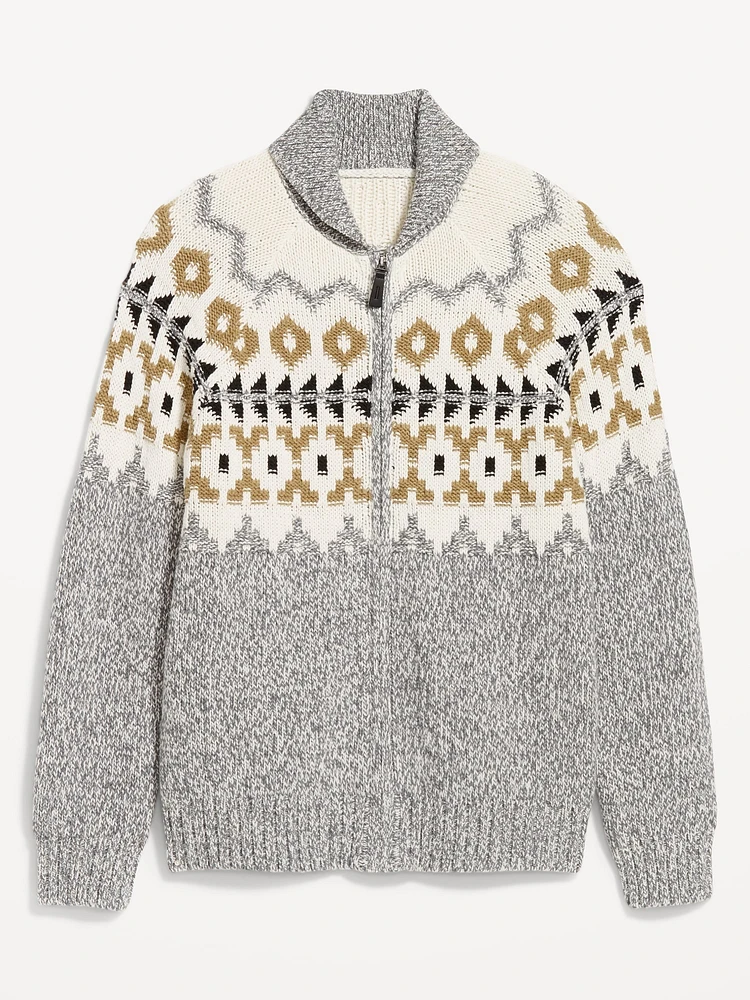 Fair Isle Zip Cardigan Sweater