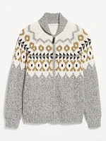 Fair Isle Zip Cardigan Sweater