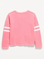 Loose Long-Sleeve Graphic Top for Girls