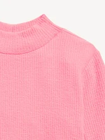 Cozy Mock-Neck Bell-Sleeve Ribbed Top for Girls