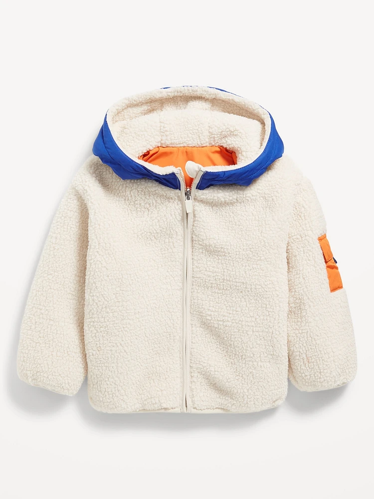 Reversible Color Block Sherpa Jacket for Toddler Boys