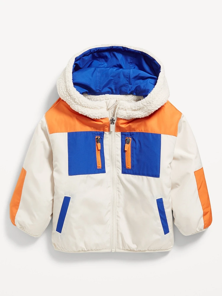 Reversible Color Block Sherpa Jacket for Toddler Boys