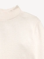 Cozy Mock-Neck Bell-Sleeve Ribbed Top for Girls