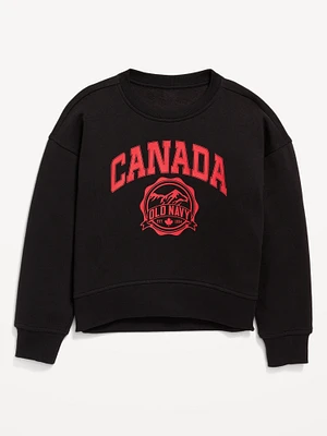 Vintage Oversized Canada Logo-Graphic Sweatshirt for Girls