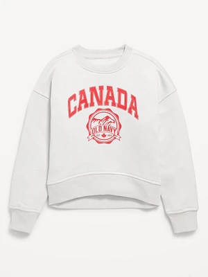Vintage Oversized Canada Logo-Graphic Sweatshirt for Girls