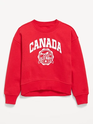 Vintage Oversized Canada Logo-Graphic Sweatshirt for Girls