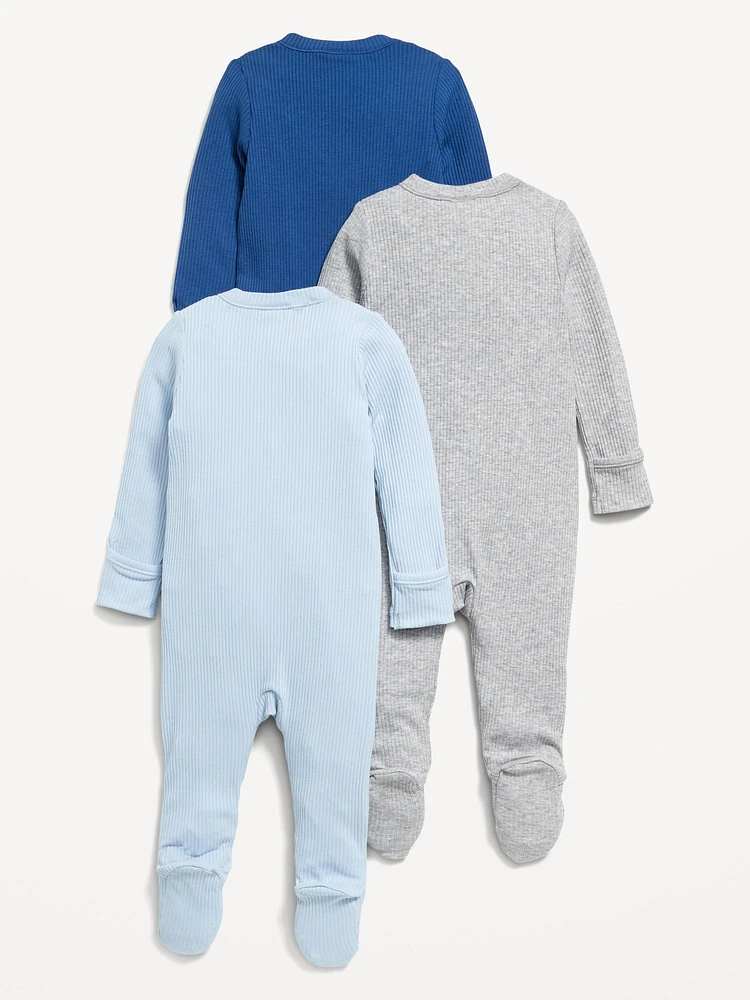 2-Way-Zip Sleep & Play Footed One-Piece 3-Pack for Baby