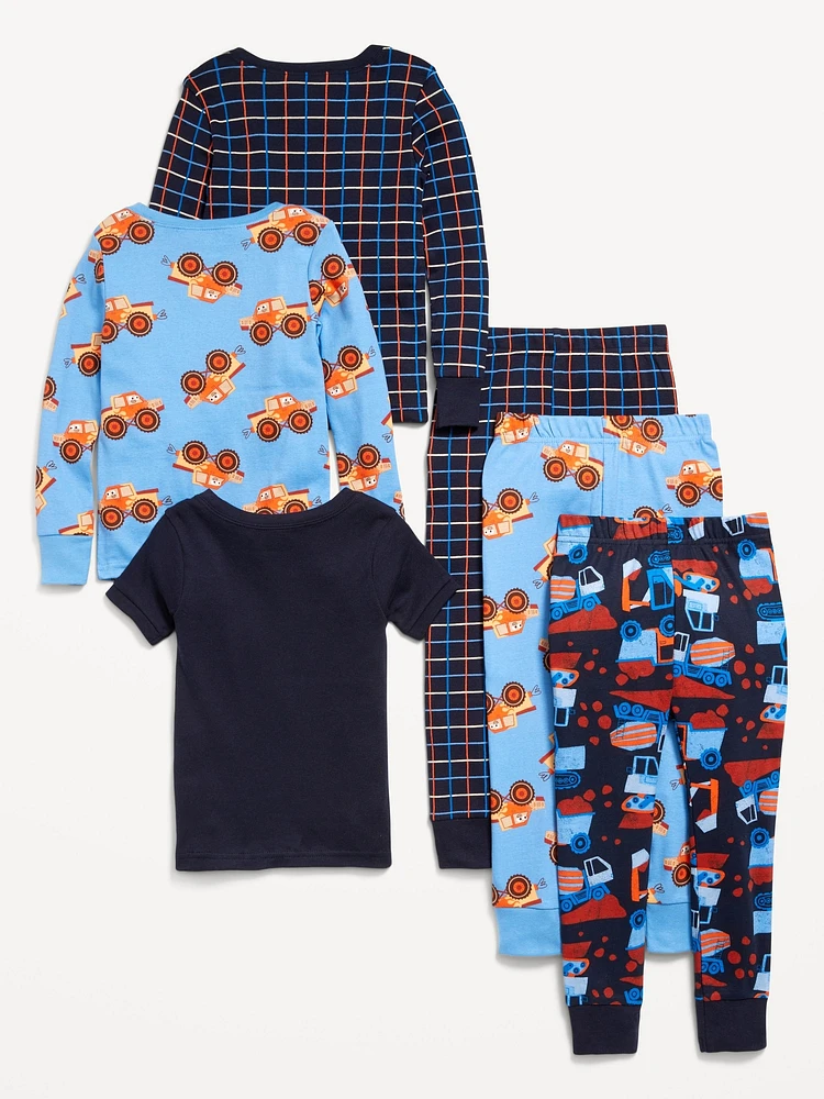 Snug-Fit Pajama 6-Piece Set for Toddler & Baby