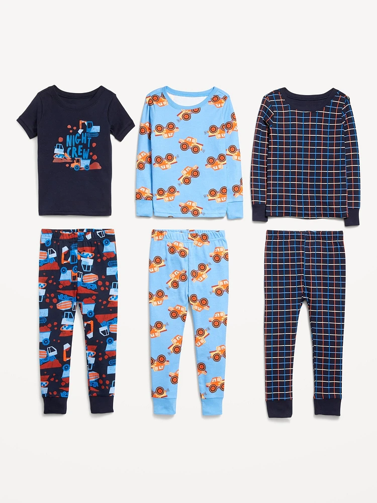 Snug-Fit Pajama 6-Piece Set for Toddler & Baby