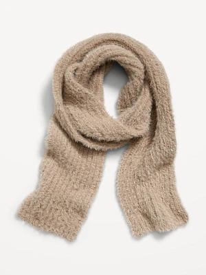 Textured Metallic Plush Scarf for Girls