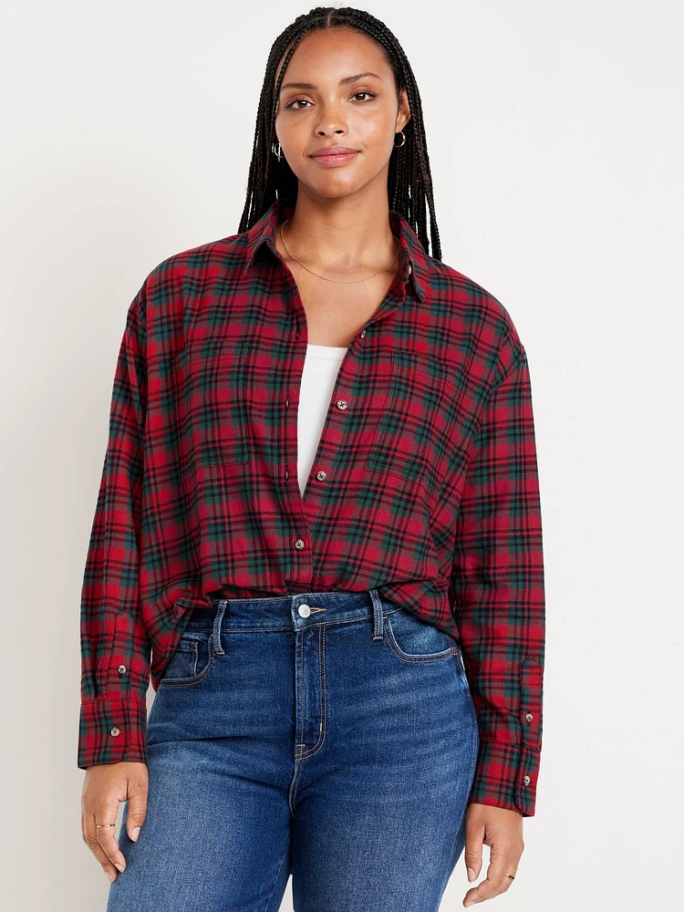 Flannel Boyfriend Button-Down Shirt