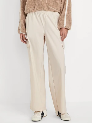 High-Waisted SleekTech Wide-Leg Cargo Pants