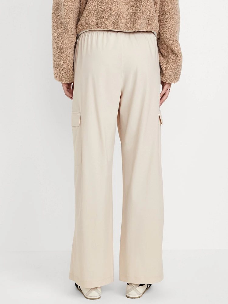 High-Waisted SleekTech Wide-Leg Cargo Pants