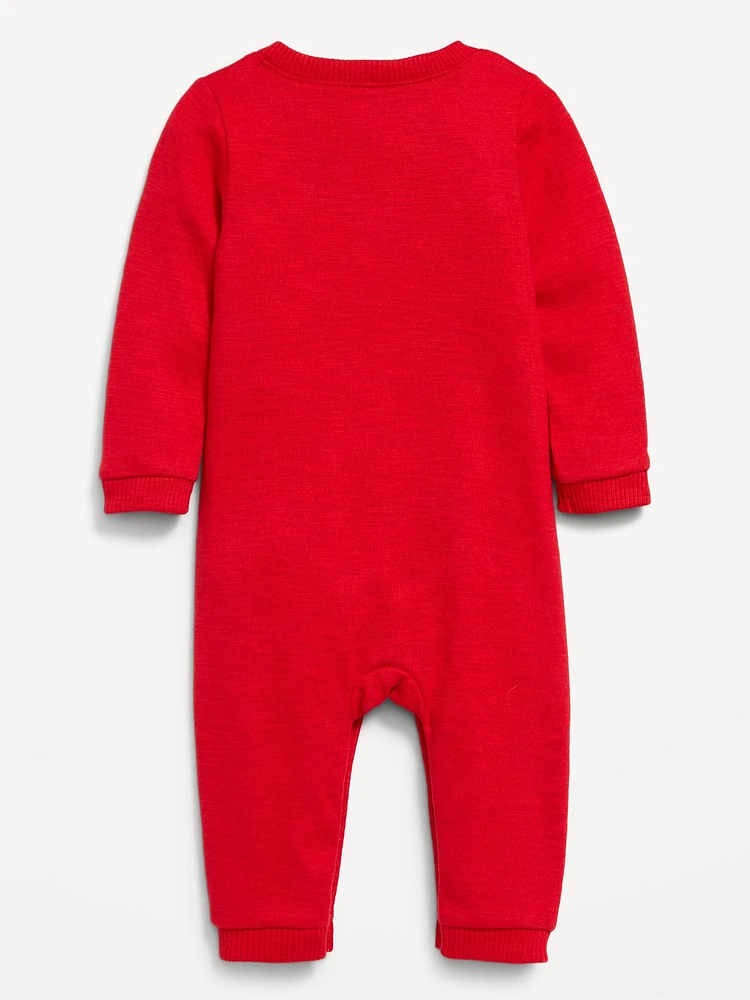 Long-Sleeve Jersey-Knit Henley One-Piece for Baby