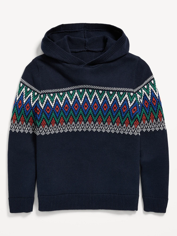 Fair Isle Pullover Hoodie for Boys