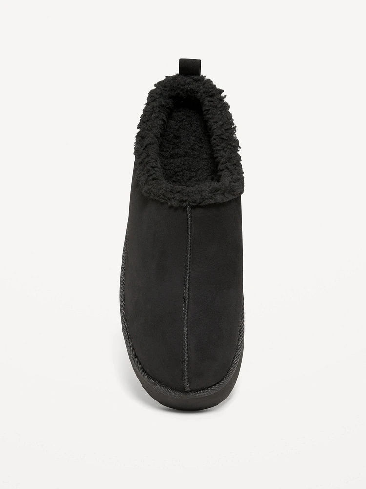 Sherpa-Lined Platform Slippers