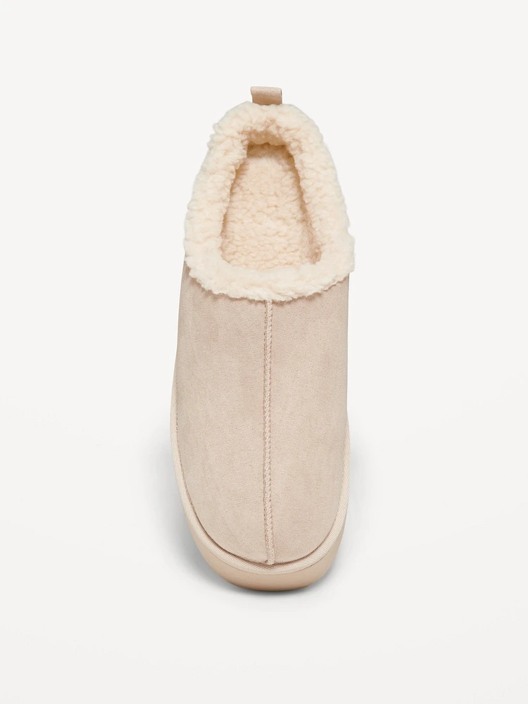 Sherpa-Lined Platform Slippers