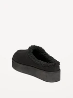 Sherpa-Lined Platform Slippers