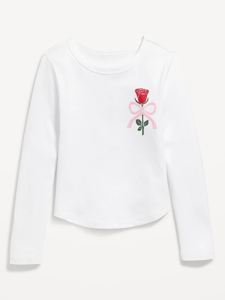 Long-Sleeve Textured-Knit Graphic T-Shirt for Girls