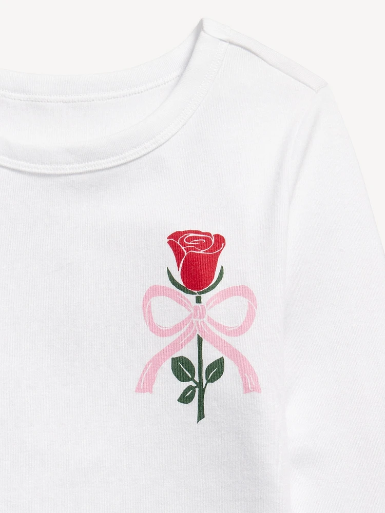 Long-Sleeve Textured-Knit Graphic T-Shirt for Girls