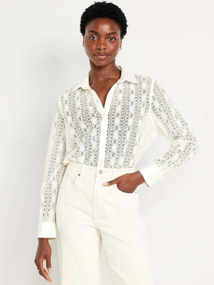 Lace Button-Down Shirt