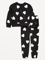 Printed Microfleece Pajama Joggers Set for Girls