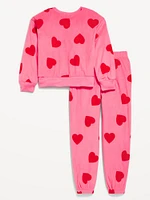 Printed Microfleece Pajama Joggers Set for Girls