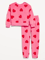 Printed Microfleece Pajama Joggers Set for Girls