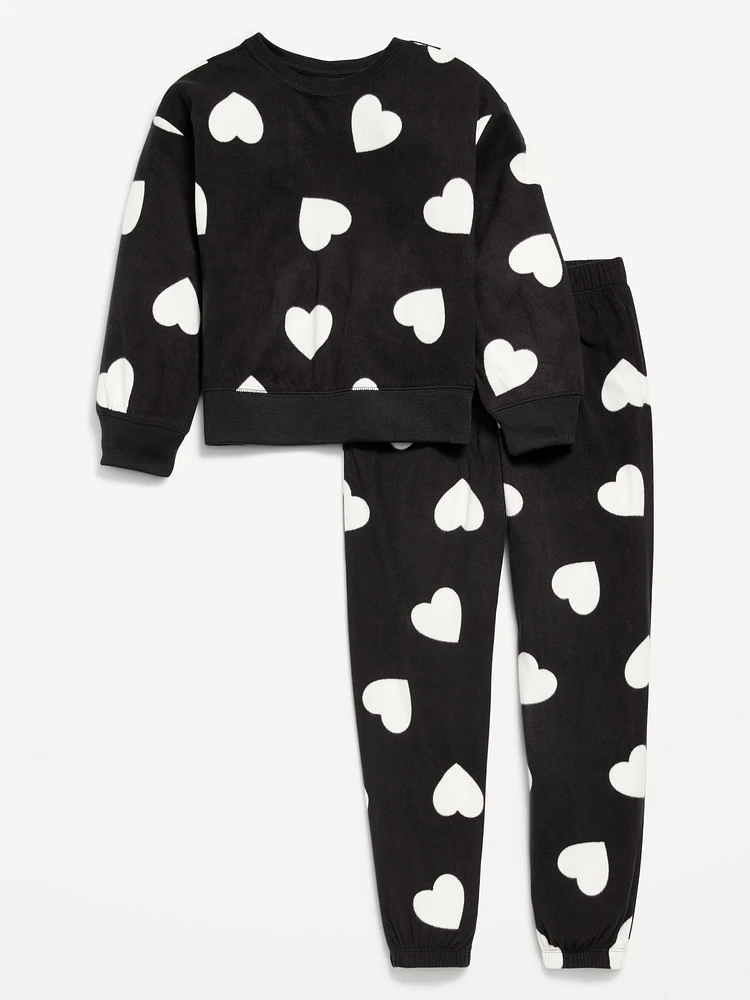 Printed Microfleece Pajama Joggers Set for Girls