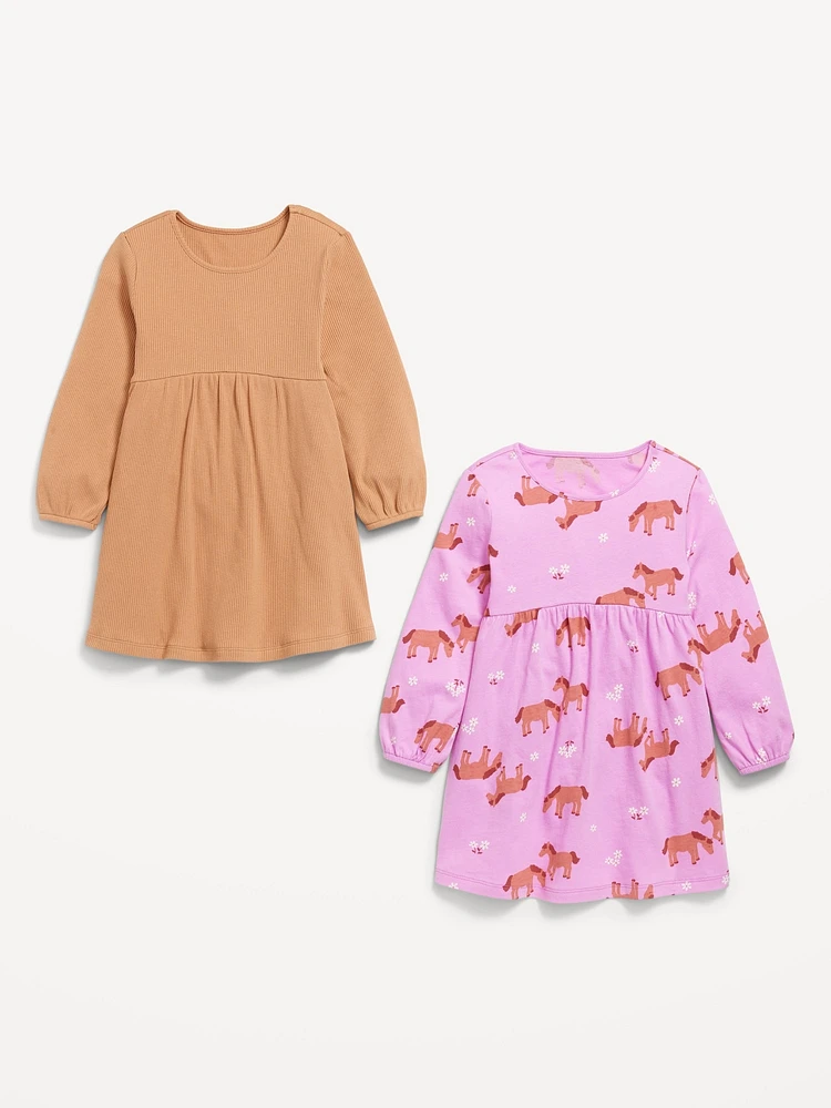 Long-Sleeve Dress 2-Pack for Toddler Girls