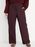 High-Waisted SleekTech Wide-Leg Cargo Pants