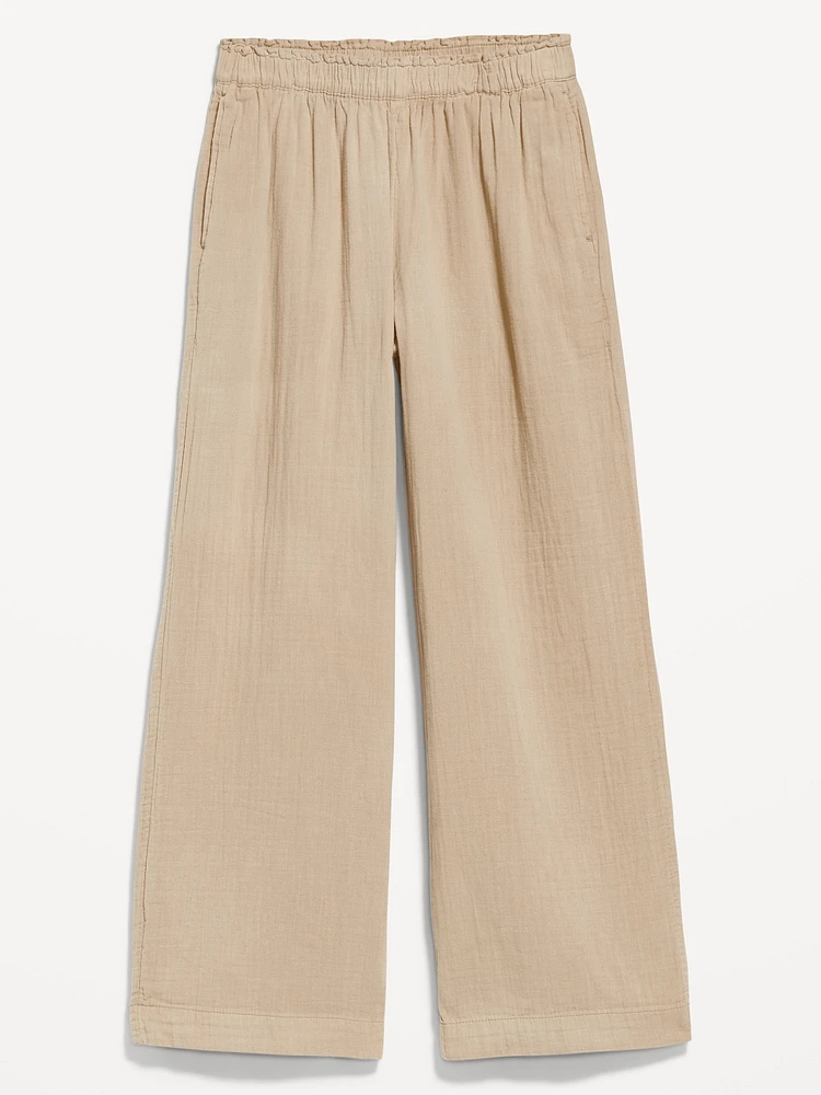 High-Waisted Crinkle Gauze Ankle Pants