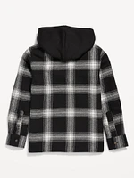 Long-Sleeve Hooded Flannel Utility Shirt for Boys