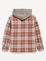 Long-Sleeve Hooded Flannel Utility Shirt for Boys