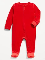 Velour 2-Way-Zip Sleep & Play Footed One-Piece for Baby