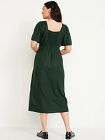 Button-Down Crepe Midi Dress