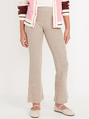 Plush High-Waisted Ribbed Flare Pants for Girls