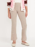 Plush High-Waisted Ribbed Flare Pants for Girls